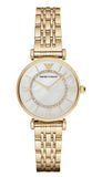 Buy Shop Emporio Armani Gianni T Bar White Mother of Pearl Dial Gold Steel Strap Watch For Women - AR1907 USA Online