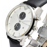 Buy Shop Emporio Armani Gianni White Dial Black Leather Strap Watch For Men - AR0385 USA Online