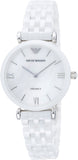 Buy Shop Emporio Armani Giannti T Bar Quartz Mother of Pearl Dial White Steel Strap Watch For Women - AR1485 USA Online