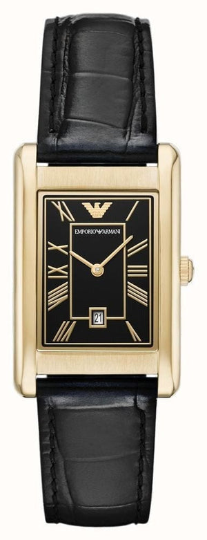 Buy Shop Emporio Armani Gino Black Dial Black Leather Strap Watch for Men - AR11666 USA Online