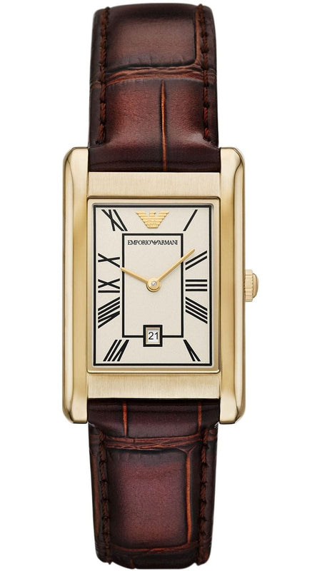 Buy Shop Emporio Armani Gino White Dial Brown Leather Strap Watch for Men - AR11665 USA Online