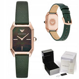 Buy Shop Emporio Armani Gioia Analog Black Mother of Pearl Dial Green Leather Strap Watch For Women - AR11149 USA Online