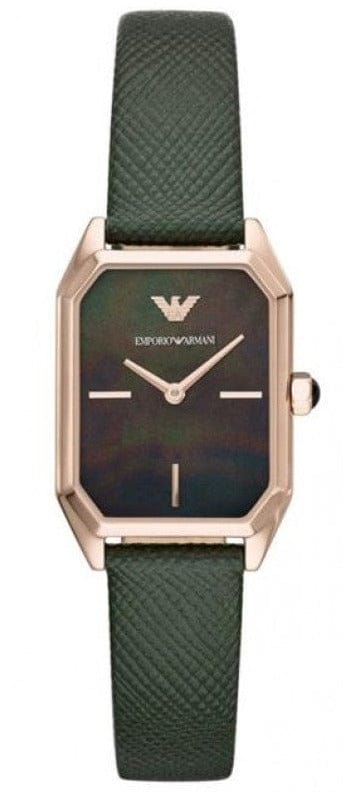 Buy Shop Emporio Armani Gioia Analog Black Mother of Pearl Dial Green Leather Strap Watch For Women - AR11149 USA Online