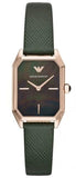 Buy Shop Emporio Armani Gioia Analog Black Mother of Pearl Dial Green Leather Strap Watch For Women - AR11149 USA Online