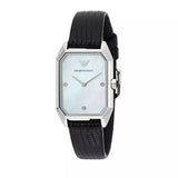 Buy Shop Emporio Armani Gioia Analog Mother of Pearl Dial Black Leather Strap Watch For Women - AR11148 USA Online