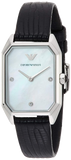 Buy Shop Emporio Armani Gioia Analog Mother of Pearl Dial Black Leather Strap Watch For Women - AR11148 USA Online