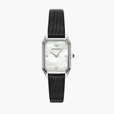 Buy Shop Emporio Armani Gioia Analog Mother of Pearl Dial Black Leather Strap Watch For Women - AR11148 USA Online