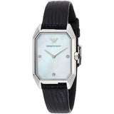 Buy Shop Emporio Armani Gioia Analog Mother of Pearl Dial Black Leather Strap Watch For Women - AR11148 USA Online