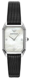 Buy Shop Emporio Armani Gioia Analog Mother of Pearl Dial Black Leather Strap Watch For Women - AR11148 USA Online