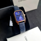 Buy Shop Emporio Armani Gioia Quartz Mother of Pearl Blue Dial Blue Leather Strap Watch For Women - AR11426 USA Online