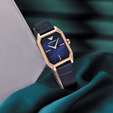Buy Shop Emporio Armani Gioia Quartz Mother of Pearl Blue Dial Blue Leather Strap Watch For Women - AR11426 USA Online