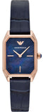 Buy Shop Emporio Armani Gioia Quartz Mother of Pearl Blue Dial Blue Leather Strap Watch For Women - AR11426 USA Online