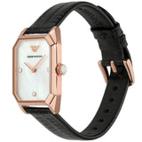 Buy Shop Emporio Armani Gioia Quartz Mother of Pearl Dial Black Leather Strap Watch For Women - AR11390 USA Online