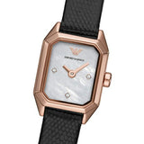 Buy Shop Emporio Armani Gioia Quartz Mother of Pearl Dial Black Leather Strap Watch For Women - AR11390 USA Online