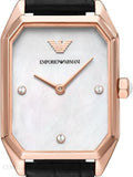 Buy Shop Emporio Armani Gioia Quartz Mother of Pearl Dial Black Leather Strap Watch For Women - AR11390 USA Online