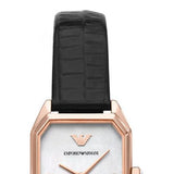Buy Shop Emporio Armani Gioia Quartz Mother of Pearl Dial Black Leather Strap Watch For Women - AR11390 USA Online