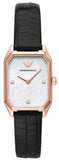 Buy Shop Emporio Armani Gioia Quartz Mother of Pearl Dial Black Leather Strap Watch For Women - AR11390 USA Online