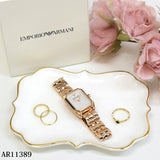 Buy Shop Emporio Armani Gioia Quartz Mother of Pearl Dial Rose Gold Steel Strap Watch For Women - AR11389 USA Online