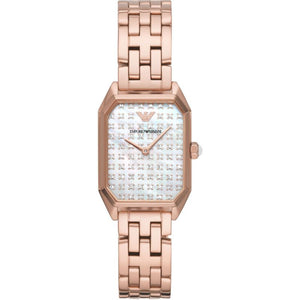 Buy Shop Emporio Armani Gioia Quartz Mother of Pearl Dial Rose Gold Steel Strap Watch For Women - AR11389 USA Online