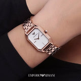 Buy Shop Emporio Armani Giola White Mother of Pearl Dial Rose Gold Steel Strap Watch For Women - AR11147 USA Online
