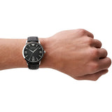 Buy Shop Emporio Armani Giovanni Analog Black Dial Black Leather Strap Watch For Men - AR11210 USA Online