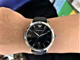 Buy Shop Emporio Armani Giovanni Analog Black Dial Black Leather Strap Watch For Men - AR11210 USA Online