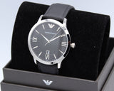 Buy Shop Emporio Armani Giovanni Analog Black Dial Black Leather Strap Watch For Men - AR11210 USA Online
