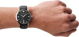 Buy Shop Emporio Armani Giovanni Analog Black Dial Black Leather Strap Watch For Men - AR11210 USA Online