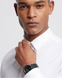 Buy Shop Emporio Armani Giovanni Analog Black Dial Black Leather Strap Watch For Men - AR11210 USA Online