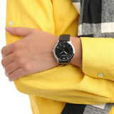 Buy Shop Emporio Armani Giovanni Analog Black Dial Black Leather Strap Watch For Men - AR11210 USA Online