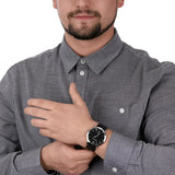 Buy Shop Emporio Armani Giovanni Analog Black Dial Black Leather Strap Watch For Men - AR11210 USA Online