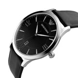 Buy Shop Emporio Armani Giovanni Analog Black Dial Black Leather Strap Watch For Men - AR11210 USA Online