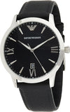Buy Shop Emporio Armani Giovanni Analog Black Dial Black Leather Strap Watch For Men - AR11210 USA Online