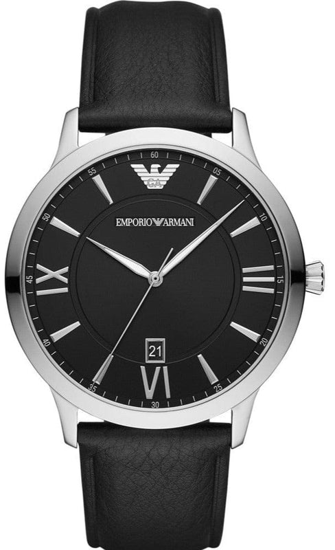 Buy Shop Emporio Armani Giovanni Analog Black Dial Black Leather Strap Watch For Men - AR11210 USA Online