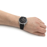 Buy Shop Emporio Armani Giovanni Chronograph Black Dial Black Leather Strap Watch For Men - AR11431 USA Online