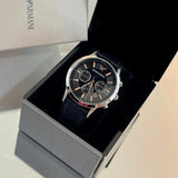 Buy Shop Emporio Armani Giovanni Chronograph Black Dial Black Leather Strap Watch For Men - AR11431 USA Online