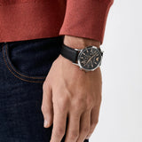 Buy Shop Emporio Armani Giovanni Chronograph Black Dial Black Leather Strap Watch For Men - AR11431 USA Online