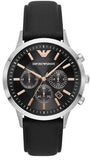 Buy Shop Emporio Armani Giovanni Chronograph Black Dial Black Leather Strap Watch For Men - AR11431 USA Online