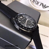 Buy Shop Emporio Armani Giovanni Chronograph Black Dial Black Rubber Strap Watch For Men - AR11028 USA Online