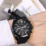 Buy Shop Emporio Armani Giovanni Chronograph Black Dial Black Rubber Strap Watch For Men - AR11028 USA Online