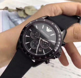 Buy Shop Emporio Armani Giovanni Chronograph Black Dial Black Rubber Strap Watch For Men - AR11028 USA Online