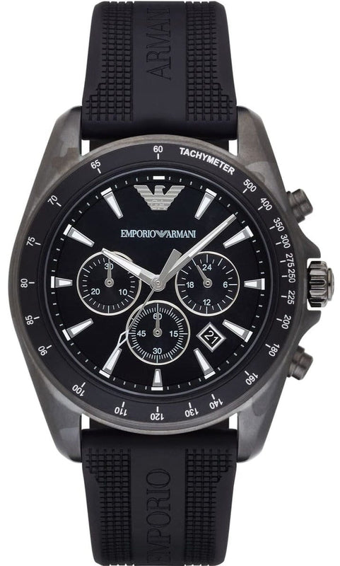 Buy Shop Emporio Armani Giovanni Chronograph Black Dial Black Rubber Strap Watch For Men - AR11028 USA Online