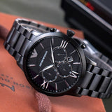 Buy Shop Emporio Armani Giovanni Chronograph Black Dial Black Steel Strap Watch For Men - AR11349 USA Online