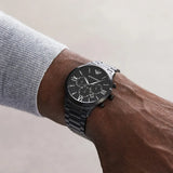Buy Shop Emporio Armani Giovanni Chronograph Black Dial Black Steel Strap Watch For Men - AR11349 USA Online