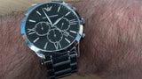 Buy Shop Emporio Armani Giovanni Chronograph Black Dial Silver Steel Strap Watch For Men - AR11208 USA Online
