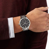 Buy Shop Emporio Armani Giovanni Chronograph Black Dial Silver Steel Strap Watch For Men - AR11208 USA Online