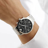 Buy Shop Emporio Armani Giovanni Chronograph Black Dial Silver Steel Strap Watch For Men - AR11208 USA Online