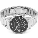 Buy Shop Emporio Armani Giovanni Chronograph Black Dial Silver Steel Strap Watch For Men - AR11208 USA Online
