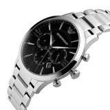 Buy Shop Emporio Armani Giovanni Chronograph Black Dial Silver Steel Strap Watch For Men - AR11208 USA Online