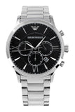 Buy Shop Emporio Armani Giovanni Chronograph Black Dial Silver Steel Strap Watch For Men - AR11208 USA Online